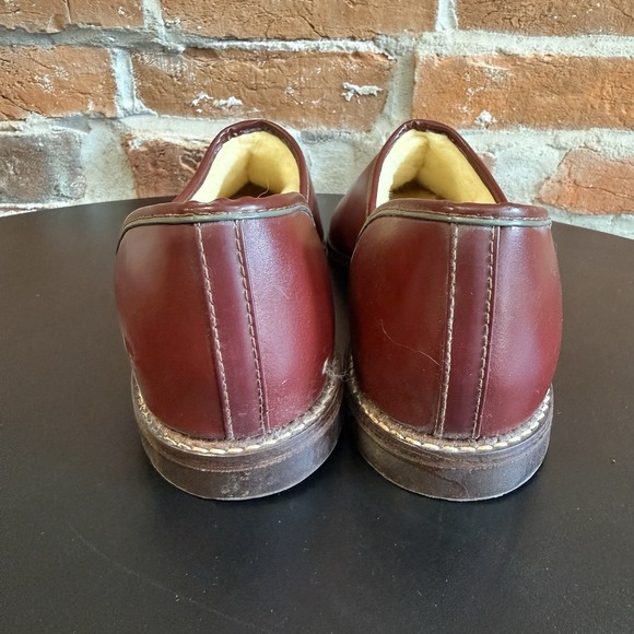O\'Sullivans Vintage Loafer‎ Slipper Wine Split Toe Leather Shearling Mens Sz 8 main image 7